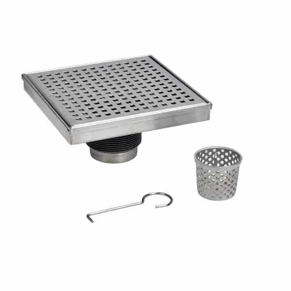OATEY DSS2060R2 Designline 6 in. x 6 in. Stainless Steel Square Shower Drain with Square Pattern Drain Cover