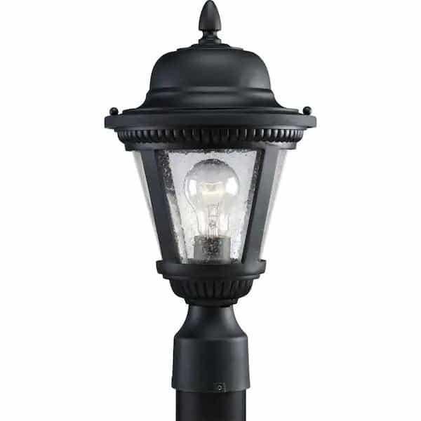 p5445-31-1-light-textured-black-clear-seeded-glass-traditional-outdoor-post-lantern-light