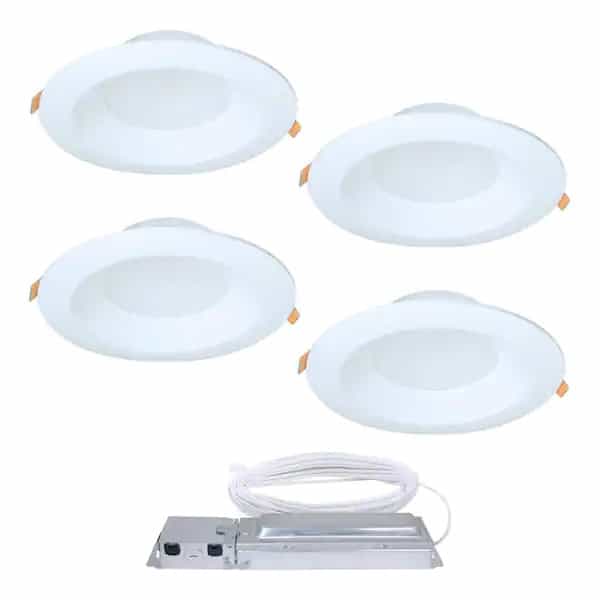 HALO LTQL6069S1EDM-4PK QuickLink 6 in. Selectable CCT 600Lm, Direct Mount Canless Integrated LED Kit Recessed Light white Trim, Dimmable (4-PK)