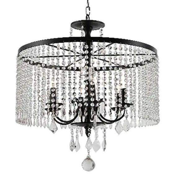 home-decorators-collection-hd-1146mb-calisitti-6-light-matte-black-drum-chandelier-with-k9-crystal-dangles-glam-styled-dining-room-chandelier