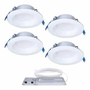 HALO LTQL4069S1EDM-4PK QuickLink 4 in. Selectable CCT 600Lm, Direct Mount Canless Integrated LED Kit, Recessed Light white Trim Dimmable (4-PK)