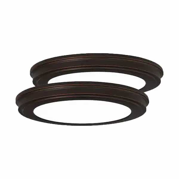 Commercial Electric JJU3011L-2/ORB 13 in. Oil Rubbed Bronze Color Changing LED Ceiling Flush Mount (2-Pack)