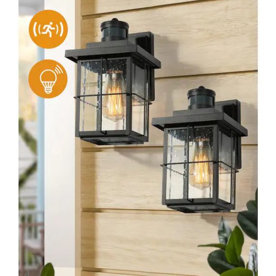 LNC EV26JRHD1745DG8 Modern Black Motion Sensing Outdoor Sconce with