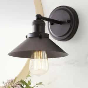 JONATHAN Y JYL7426A July 7.75 in. 1-Light Metal Shade Oil Rubbed Bronze Vanity Light