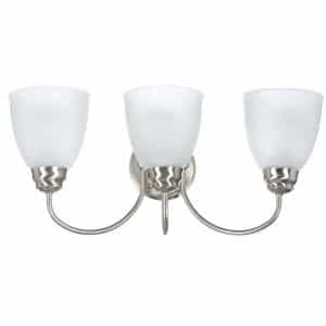 Hampton Bay EFG1393AL-2/BN Hamilton 3-Light Brushed Nickel Vanity Light with Frosted Glass Shades