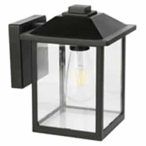 W2235-21 1-Light 12 in. Black Hardwired Transitional Outdoor Wall Lantern Sconce Light with Clear Glass