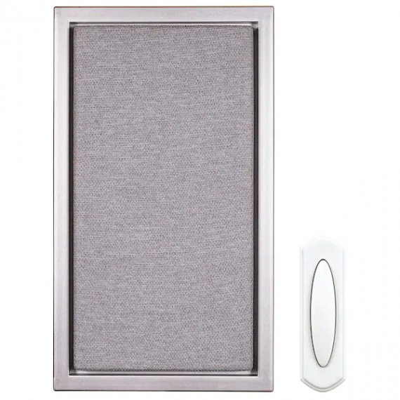 hampton-bay-hb-7401-00-wireless-battery-operated-doorbell-kit-with-wireless-push-button-nickel-with-gray-fabric