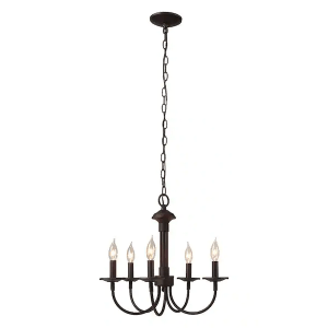 5-Light Oil Rubbed Bronze Classic Farmhouse Candle Chandelier for Dining Room