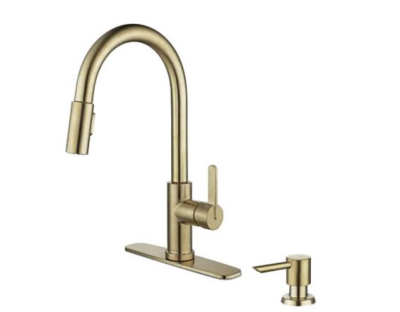 glacier-bay-paulina-1005-961-179-single-handle-pull-down-sprayer-kitchen-faucet-with-turbospray-fastmount-includes-soap-dispenser-in-matte-gold