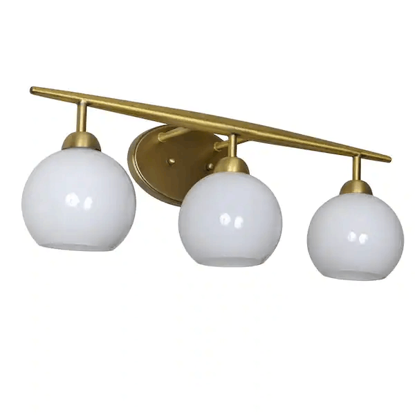 Decor Therapy WL1157 Michael 6.75 in. 3Light Antique Brass with Milk