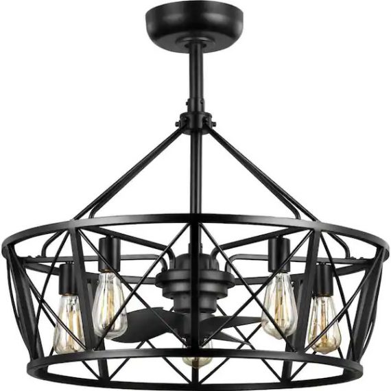 progress-lighting-p250031-031-wb-pinehill-28-in-indoor-outdoor-matte-black-farmhouse-dual-mount-fandelier-ceiling-fan-with-light-and-remote-control