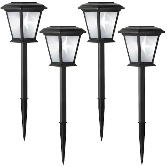 hampton-bay-62113-solar-15-lumens-black-outdoor-led-unique-3d-star-pattern-path-light-4-pack-weather-water-rust-resistant