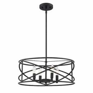 Hampton Bay HB2591-34 Hastings 4-Light Satin Bronze Industrial Caged Drum Chandelier