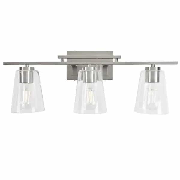 STANFORD LIGHTING 11010933BRN Cassino 24 in. 3-Light Brushed Nickel Vanity Light with Clear Glass