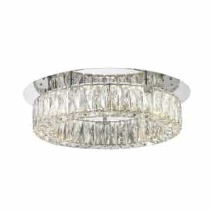 Home Decorators Collection CP 25117 Keighley Crystal 17.5-in. Polished Chrome Integrated LED Flush Mount Kitchen Ceiling Light Fixture