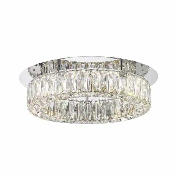 Home Decorators Collection CP 25117 Keighley Crystal 17.5-in. Polished Chrome Integrated LED Flush Mount Kitchen Ceiling Light Fixture