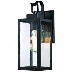 Pia Ricco 1JAY-12151-1 1-Light Matte Black Hardwired Clear Glass Outdoor Wall Lantern Sconce