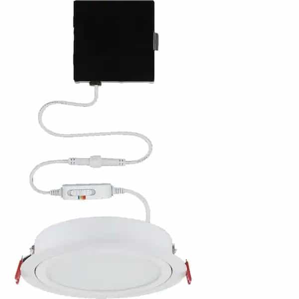 Commercial Electric 91481 Slim Directional 6 in. Color Selectable New Construction and Remodel Canless Recessed Integrated LED Kit