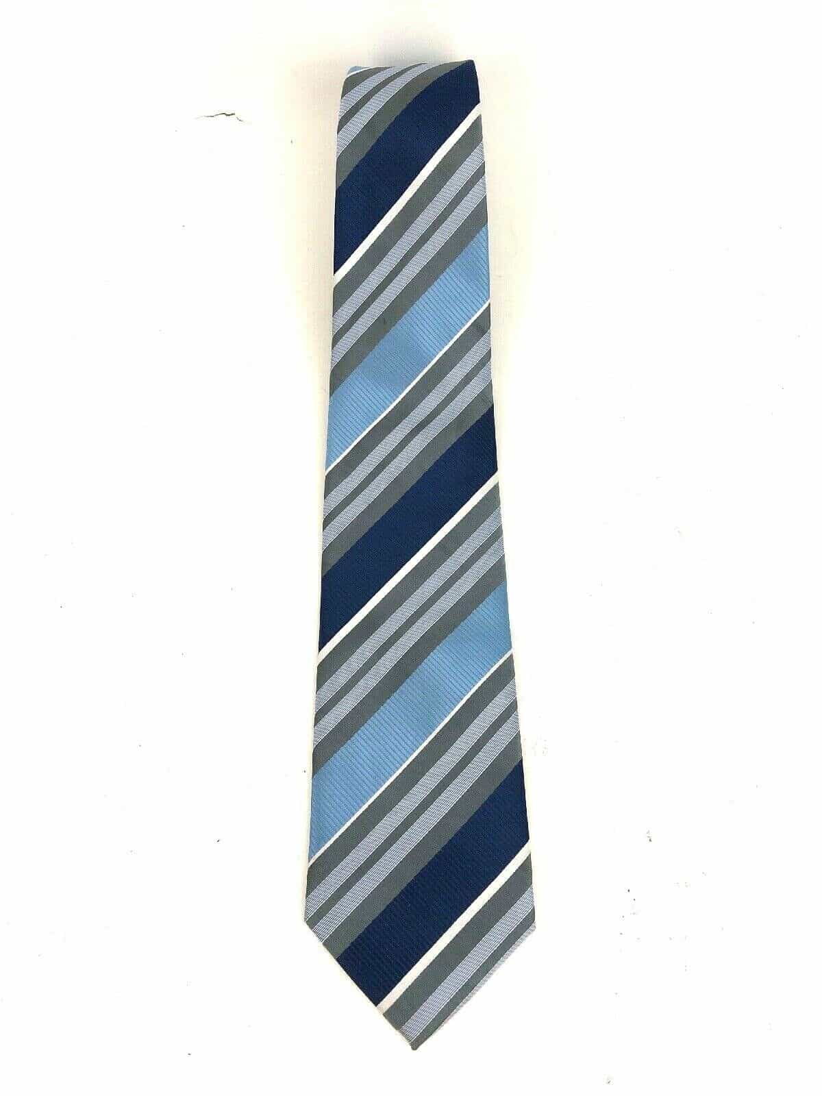 Rucci Chillino Italy Tie Blue and Silver Stripes 100% Polyester 62”