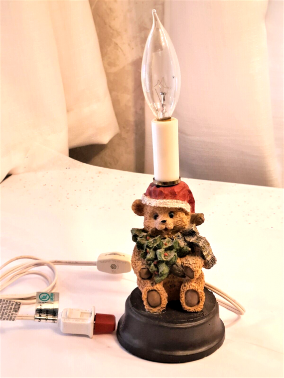 vintage-8-teddy-bear-w-christmas-tree-night-light-faux-candlestick-lamp-btvl