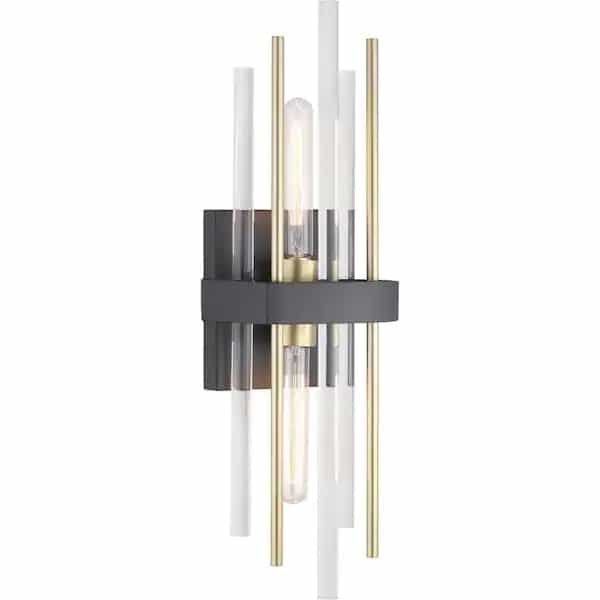 P710063-031 6-3/8 in. 2-Light Black and Gold Modern Wall Sconce for Dining and Hallways