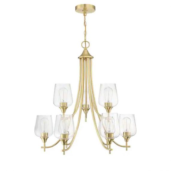 uixe-ssidl51949bb-9-light-gold-shaded-tiered-hanging-chandelier-with-clear-glass-shade-for-dining-room