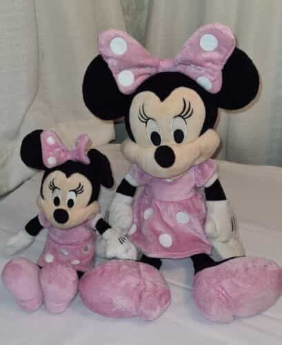 Disney Minnie Mouse 15 & 10” Plush Toy Pink Polka Dot Dress Stuffed Animal Doll