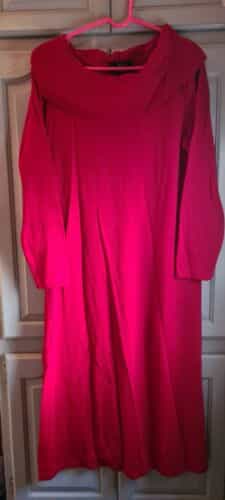 NINA LEONARD Red Size L Off Shoulder Stretchy Lightweight Maxi Sweater Dress