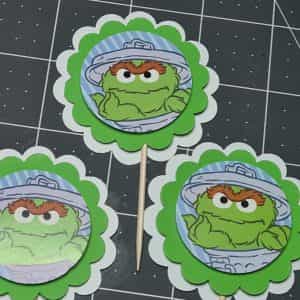 Oscar the Grouch Birthday Party 12 Cupcake Toppers Sesame Street Muppets