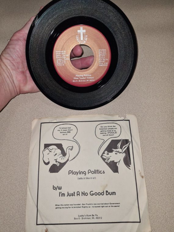 Ross “Lucky” Fulton 45 Vinyl Record Playing Politics Stereo Kum Ba Ya 1974   UTV
