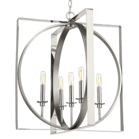 progress-lighting-p500131-104-inman-collection-5-light-polished-nickel-pendant-with-satin-nickel-accents