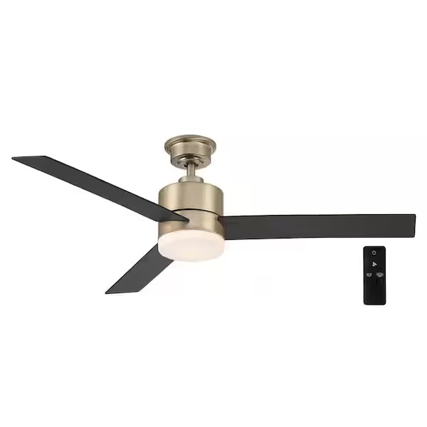 Hampton Bay AK30A-CB Madison 52 in. Integrated CCT LED Indoor Champagne Bronze Gold Ceiling Fan with Light and Remote