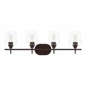 Hampton Bay GS-W041401BZ Pavlen 33 in. 4-Light Bronze Vanity Light with Clear Glass Shade
