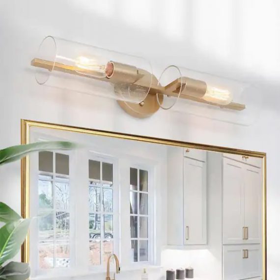 uolfin-07afbnhd24309nv-modern-cylinder-bathroom-vanity-light-2-light-brass-gold-linear-powder-room-wall-sconce-light-with-seeded-glass-shade