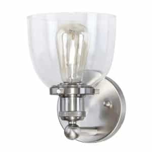 Home Decorators Collection HB2623-35 Evelyn 6 in. 1-Light Brushed Nickel Modern Industrial Wall Mount Sconce Light with Clear Glass Shade
