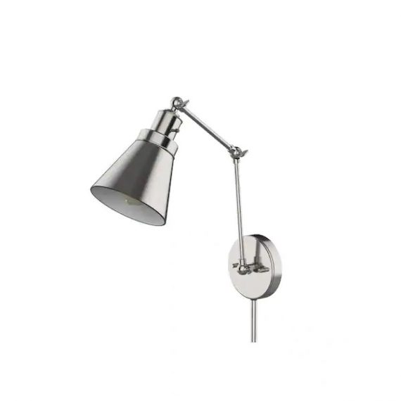 hampton-bay-ew11475sba-a-1-light-brushed-nickel-plug-in-hardwired-swing-arm-wall-lamp-with-6-ft-fabric-cord