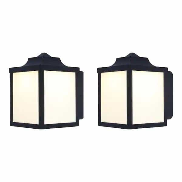 Hampton Bay 5240103 Black Outdoor Integrated LED Wall Lantern Sconce (2