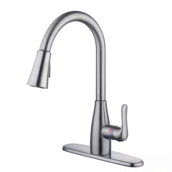 glacier-bay-1007-991-862-mckenna-single-handle-pull-down-sprayer-kitchen-faucet-in-stainless-steel-with-turbospray-and-fastmount