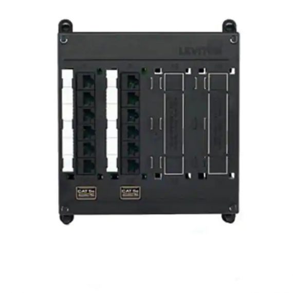 leviton-476tm-512-structured-media-twist-and-mount-patch-panel-with-12-cat-5e-ports-black