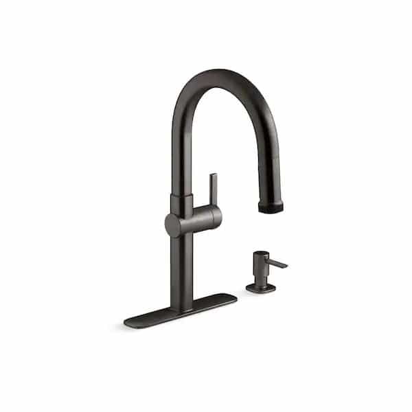 KOHLER K-R22153-SD-BLS Rune Single-Handle Pull-Down Sprayer Kitchen Faucet in Black Stainless