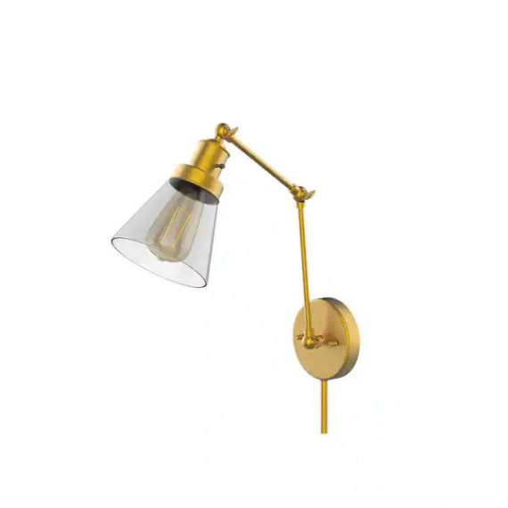 hampton-bay-ew11475ssb-c-1-light-brass-plug-in-hardwired-swing-arm-wall-lamp-with-6-ft-fabric-cord-and-clear-glass-shade