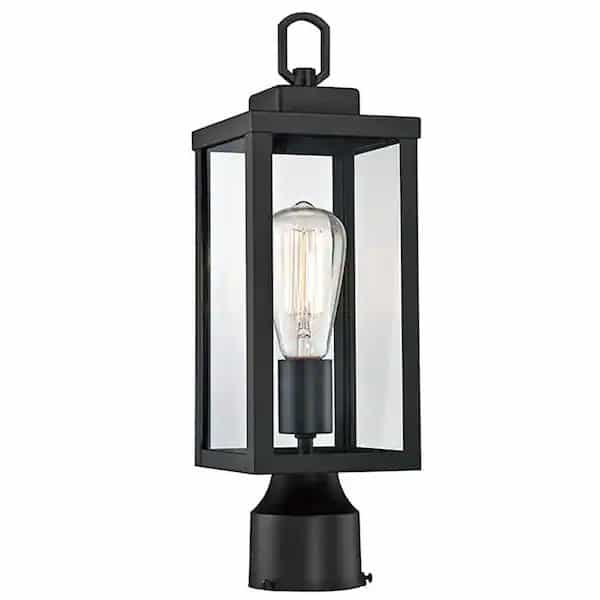 Pia Ricco 1Jay-12161 16.5 in. Matte Black 1-Light Exterior Lamp Post Lantern with Clear Glass Shade