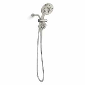 KOHLER R26699-G-BN Viron 3-Spray Patterns 6 in. Wall Mount Dual Showerhead and Handshower in Vibrant Brushed Nickel