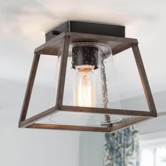 lnc-j7j2mnhd14036i7-classic-farmhouse-black-geometric-cage-semi-flush-mount-light-with-seeded-glass-shade-and-textured-brown-faux-wood-grain