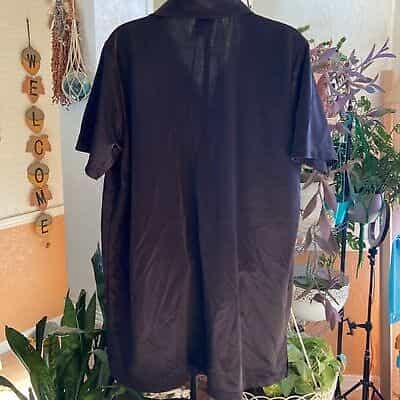 only-necessities-short-sleeve-black-button-down-blouse-size-medium
