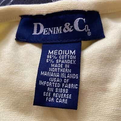 denim-co-yellow-long-sleeve-ribbed-v-neck-blouse-size-medium