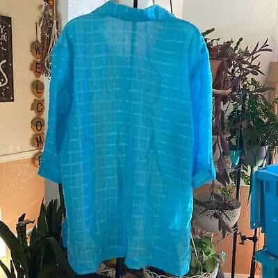 blair-button-down-casual-blouse-aqua-blue-size-xl