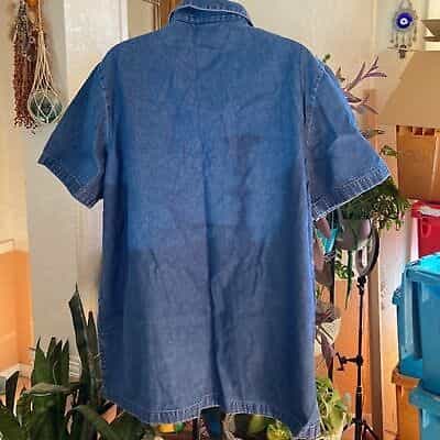 blair-button-down-short-sleeve-denim-top-cat-appliques-size-xl