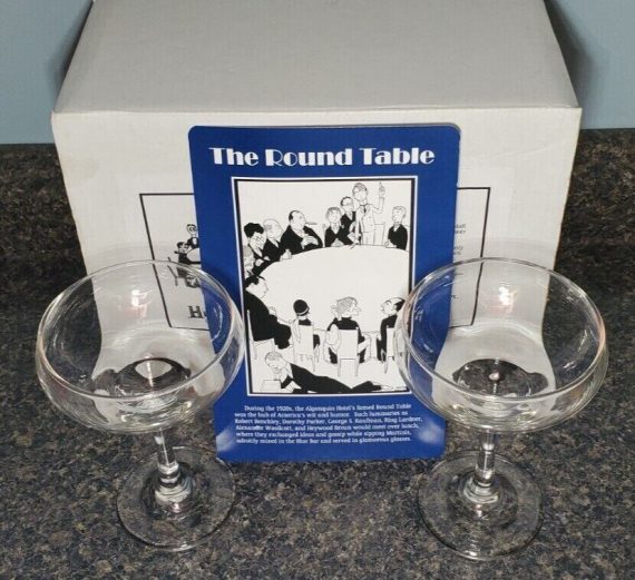the-round-table-algonquin-cocktail-glasses-set-of-2-with-coaster-in-original-box
