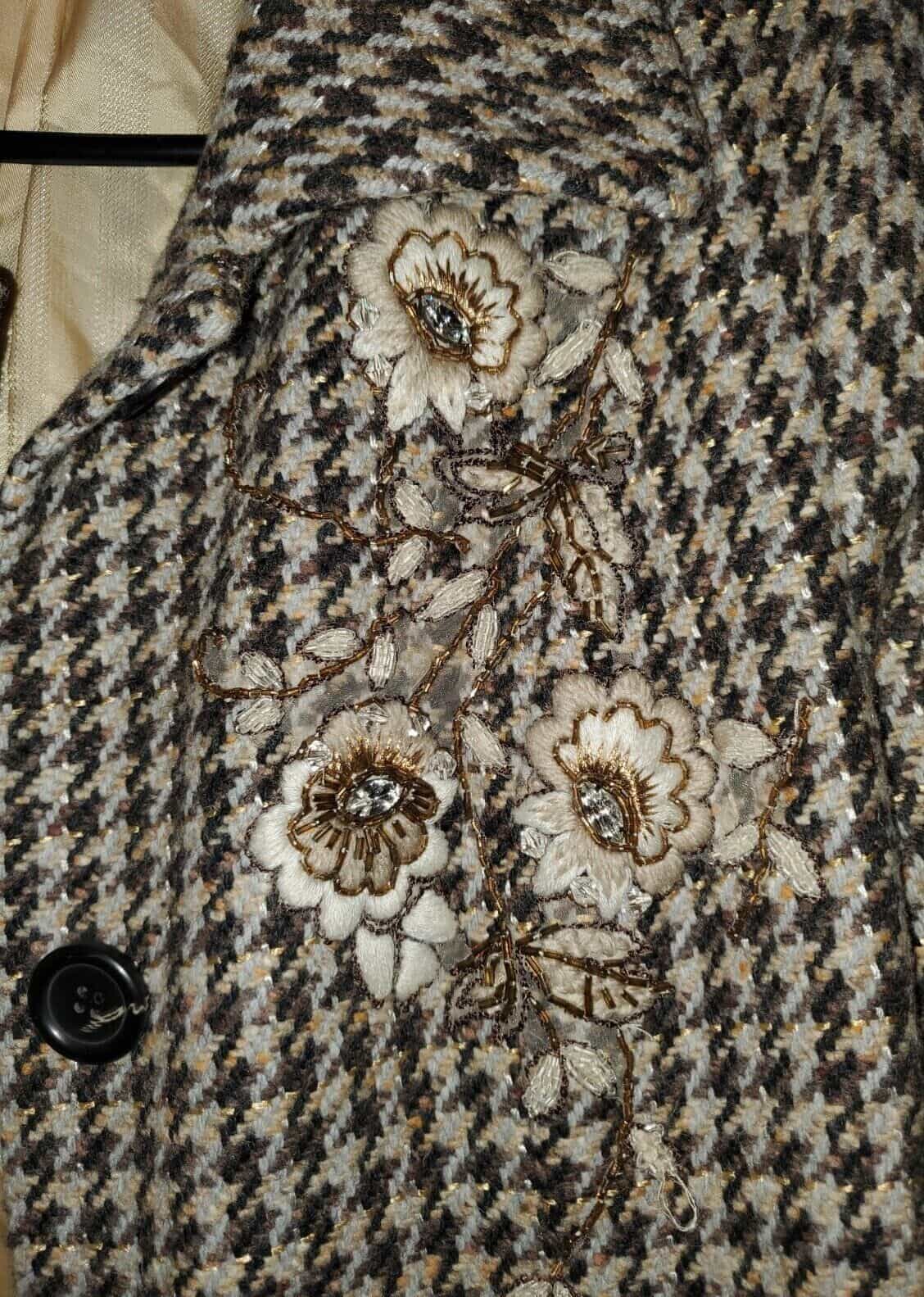 express-design-studio-brown-hounds-tooth-vintage-full-length-coat-size-m